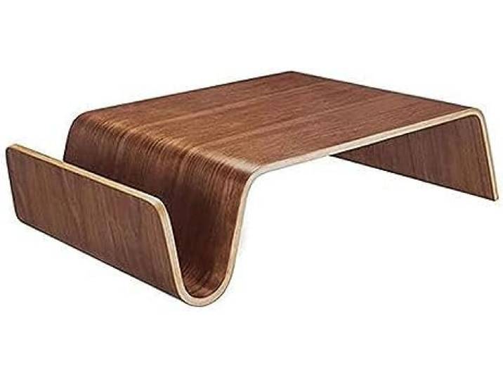 Wrobelax Gebogener Couchtisch aus Holz, kreativ, schlicht, Massivholz, Sofa, Beistelltisch, Wohnzimmer, Lounge, Teetisch, Cocktailtisch (Größe: 109,2 x 68,6 x 27,9 cm, Farbe: Walnuss)