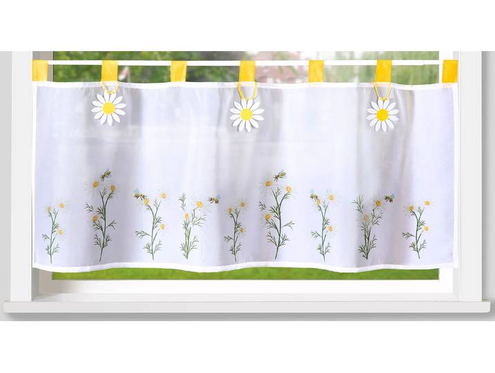 Scheibengardine WECKBRODT Madita Gr. 1, bunt (multi), B:120cm H:45cm, Voile, Polyester, Gardinen, Scheibengardine, Bistro, Voile, floral, bedruckt, HxB 45x120cm, Gardine, Store