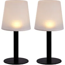 LED Tischleuchte Solarlampe Außen Gartenleuchte Tischlampe Balkon IP44 Akku, Kunststoff, LED warmweiß, DxH 15x31 cm, 2er Set