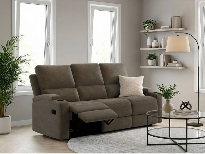 3-Sitzer GOODPRODUCT NAPORI Microfaser, Multimediasofa, Kinosessel XXL , beige (taupe), B:207cm H:105cm T:94cm, 100% Polyester, Sofas, 3-Sitzer, Kinosofa mit 2 x Relaxfunktion und Getränkehalter