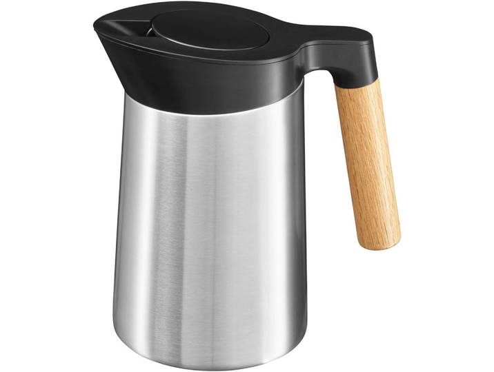 WMF Isolierkanne Kineo, Braun, Schwarz, Edelstahlfarben, Holz, Metall, Kunststoff, Buche, 1 l, Ausgießer, 100% dicht, Geschirr, Kannen & Karaffen, Kaffeekannen & Thermoskannen