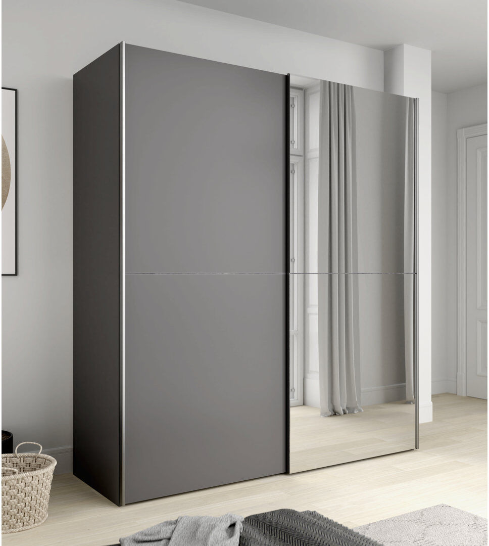 Hykkon Alfaro 2 Door Wardrobe Plain Grey 190.5cm H X 170.3cm W X 61.2cm D