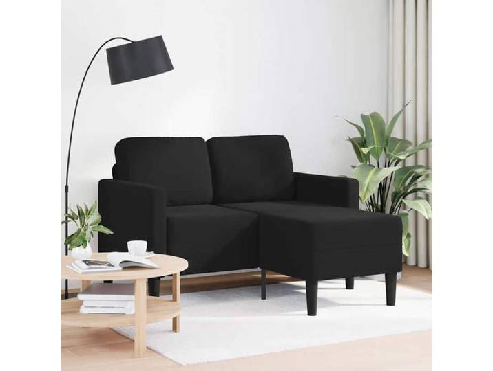 (Promo 2026)CANAPÉ FIXE Noir - SHIELD - Canapé Double - Sofa pour 2 personnes - avec méridienne en L - Noir 125cm Velours 5248640