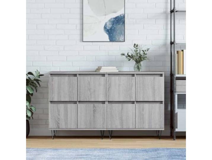 HEFZGDB Klassische Sideboards 2 STK. Grau aus Sonoma-Eiche Holzwerkstoff bieten viel Stauraum und Organisationsmöglichkeiten zur Aufbewahrung und Präsentation von Deko und sind