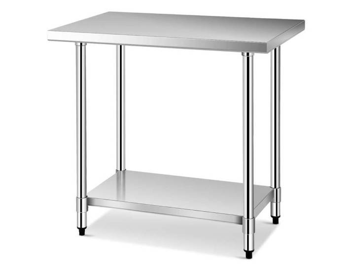 Table de Travail Professionnelle en Acier Inoxydable avec 2 Etagères pour Cuisine et Opérations Industrielles 91 5 x 61 x 90 CM