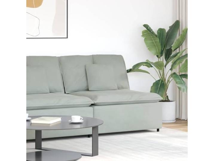 Modulares Sofa Mittelmodul 100 cm, Samt Polstermöbel für Wohnzimmer, Hellgrau Einzelmodul Sitzmöbel