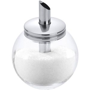Contacto Zuckerstreuer 1428/225, Dosierer mit Ausgießrohr, für Kristallzucker, aus Glas mit Edelstahlverschluss, 225 ml