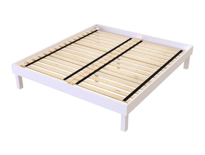 Lit queen size 180x200 Confort en bois massif 180x200 Blanc