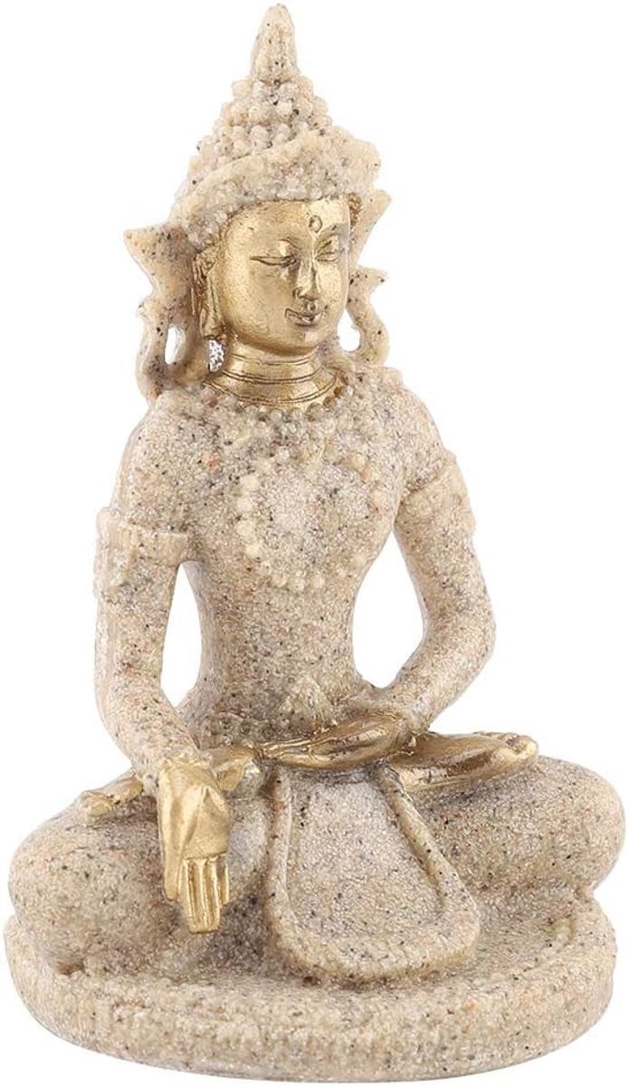 Boeddha Beeld Goud - Handgemaakt Boeddhistisch Ornament voor Meditatie en Ontspanning - Hoogte: 8 cm