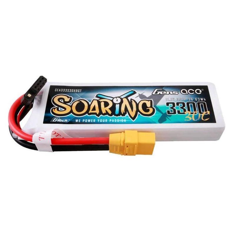 Gens Ace G-Tech Soaring 3300mAh 11.1V 30C 3S1P Lipo Battery Pack with XT90 plug (3300 mAh, 11.10 V) (GEA333S30X9GT)