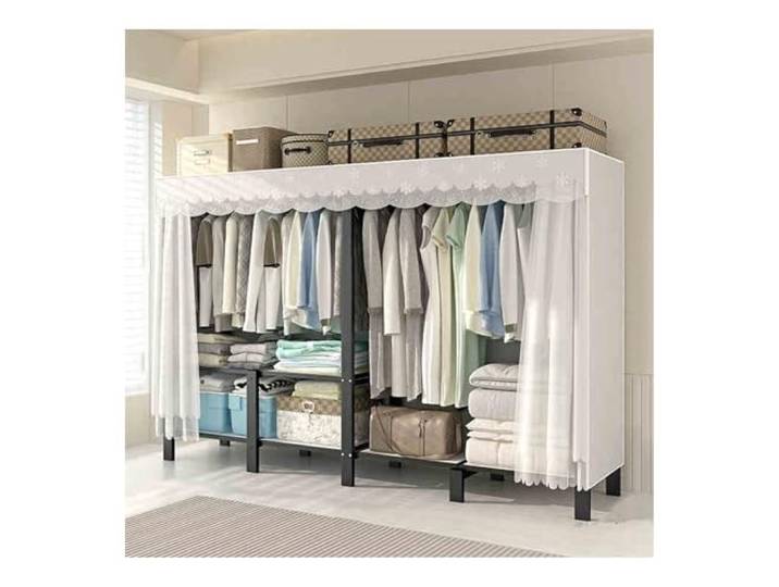 LigedamaiEU Tragbarer Kleiderschrank mit Abdeckung, Kleiderständer, Aufbewahrungsorganisator Stabiler Stahlrohrrahmen, atmungsaktiver Stoffbezug(Color 1,192x50x171CM)