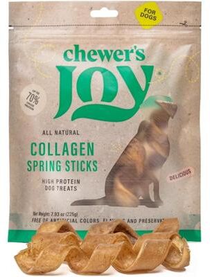 "Chewer's Joy 77214 Collagen Spring Sticks 5–6"" Natural Dog Chew Treats, 15-count"