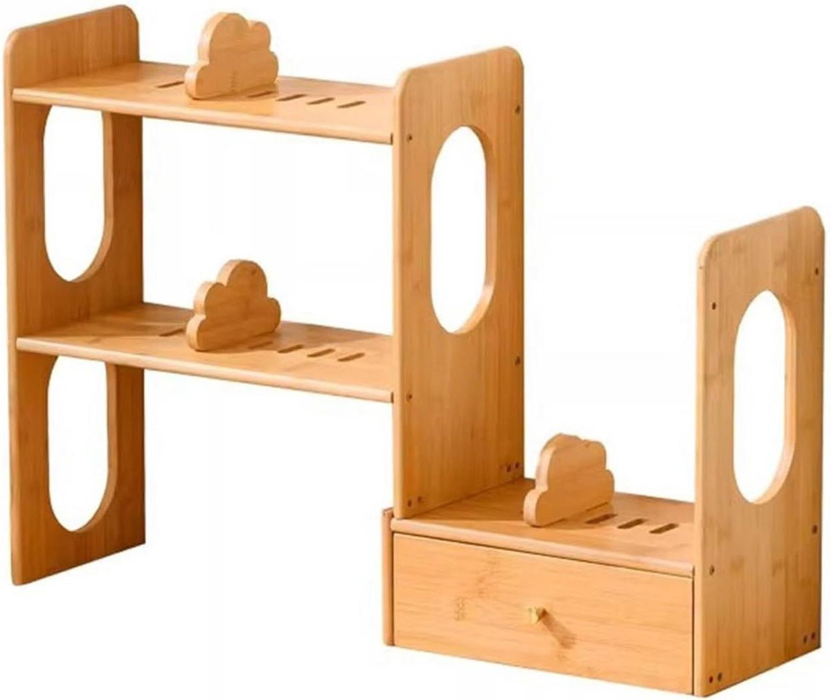 Verstelbaar Bureau Boekenplank Rek van Natuurlijk Bamboe - 72 cm