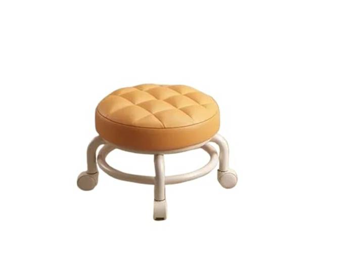 WJIAYAO Runder Sitzhocker Runder niedriger mobiler Hocker Mit universellen Rollrädern, multifunktionaler tragbarer Schuhwechselsitz for Kinder(Orange)