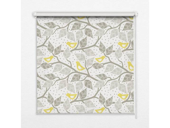 Tulup Innenrollo - Fensterrollo - Rollo - 130x140 cm - Gelbe Vögel auf grauen Ästen, Kunststoff, Rechteckig, 130x140x0.5 cm, Heimtextilien, Vorhänge, Rollos