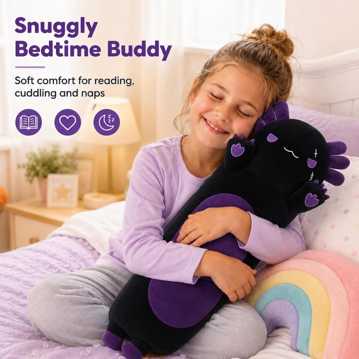 Zacht Axolotl Lang Kussen van Pluche - 90 cm - Schattig Kawaii Knuffeldier voor Kinderen