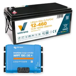 Voltrana Solar-Set 12,8V 460Ah Lithium LiFePO4 Batterie mit Victron SmartSolar MPPT 100/50
