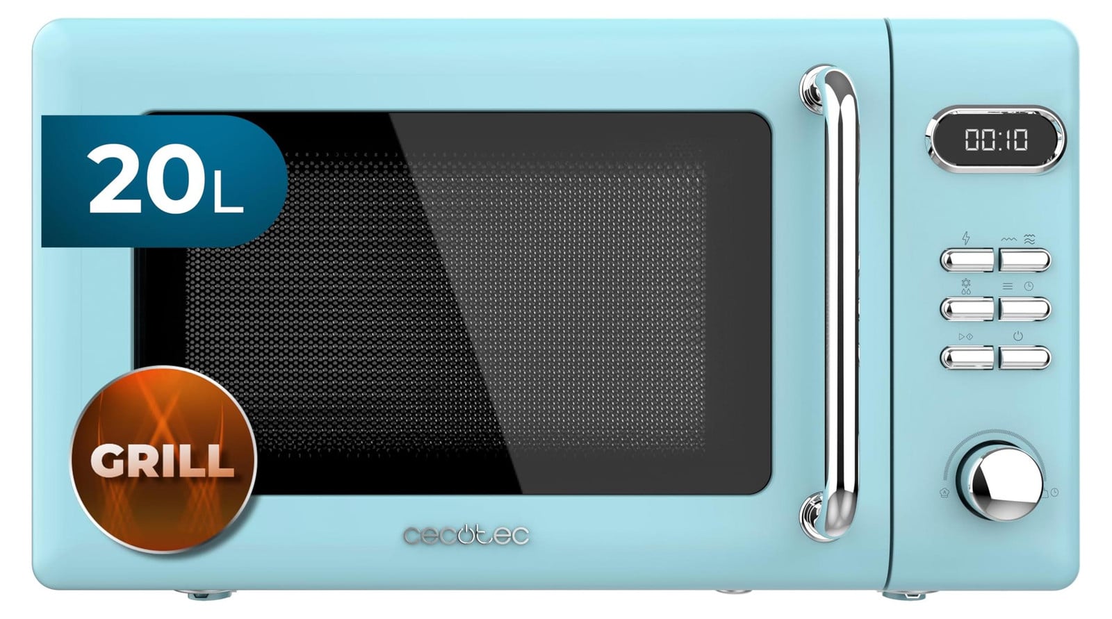 Cecotec ProClean 3110 Retro Blue Magnetron met grill, 20 liter, 700 watt, Ingebouwd display en knopbediening