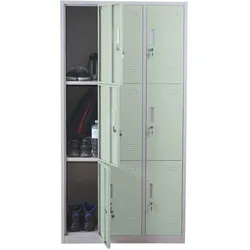 Schließfach Preston T829, Schließfachschrank Wertfachschrank Spind, Metall 9 Fächer ~ grün