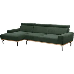 ECKSOFA mit Longchair links Katrien Cordstoff dunkelgrün