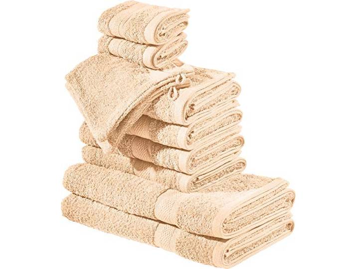 REDBEST Frottier-Set 10-TLG. Chicago apricot Größe - Handtuch, Duschtuch, Gästetuch, Waschhandschuh - saugstark, strapazierfähig, ideal für Reisen, Sport