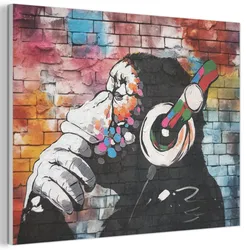 AKUSTIKBILD Affe - Graffiti - Musik Gemälde 80x60 cm