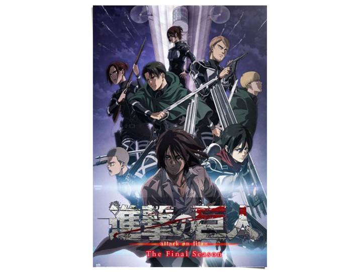 Poster REINDERS Attack on Titan - the final season , blau (farbe bild(er): blau), B:61cm H:91,5cm T:0,1cm, Bilder, Poster, Teenager Zimmer - Blau - 150 gr. Papier - Cartoons und Charaktere