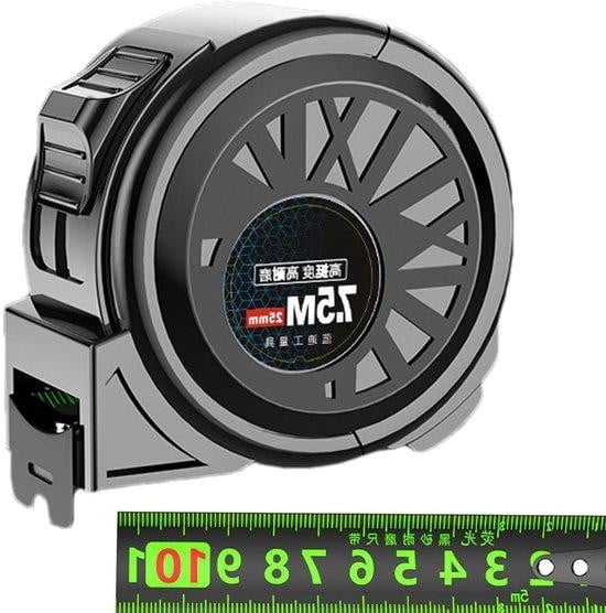 Stalen Bandmaat Intrekbaar Meetlint met Fluorescerende Coating - 75 meter - Geel