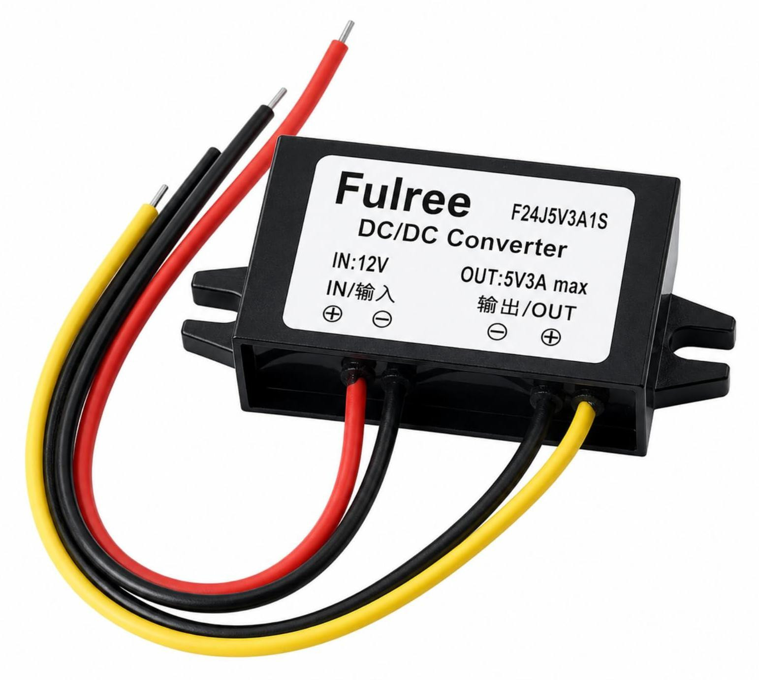 Lustrens 12V naar 5V DC-DC converter 3A 15W, 2-aderig, zonder USB