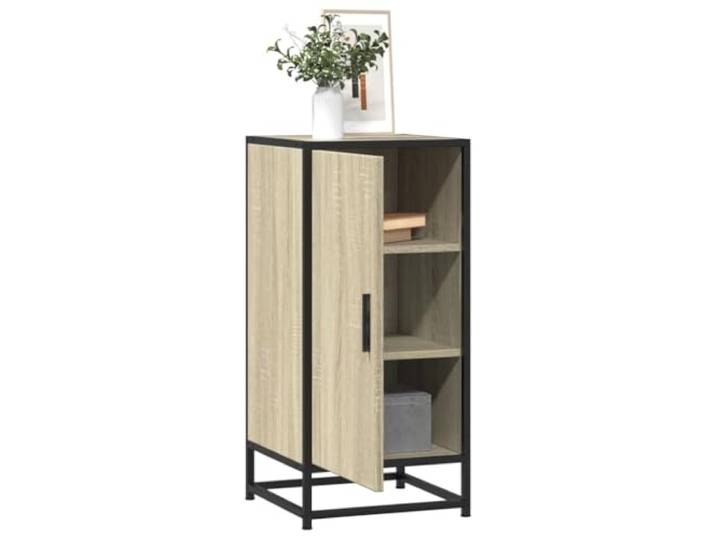 RJPLMFV Anrichte Eiche Sonoma, 35,5 x 35 x 76 cm Holzwerkstoff, industrieller Metallrahmen, geschlossene Tür, Aufbewahrung für Esszimmer
