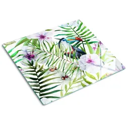 GLASPLATTE 60x52 cm Tropischer Tukan