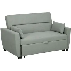 OKWISH Schlafsofa 155x90x88 Eukalyptusholz verstellbare Rückenlehne 3-fach Gästebett Stoffbezug Hochwertig Komfort Hellgrau