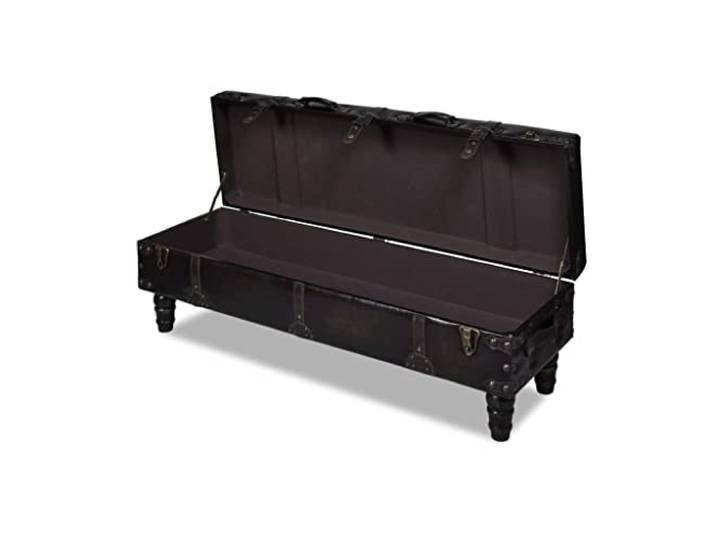 KTHLBRH Sitzbank Aufbewahrungsbox Braun 111 x 34 x 37 cm Kissen mit Kapitonne, Struktur aus MDF, Oberfläche aus Kunstleder, Verschluss mit Schlüssel