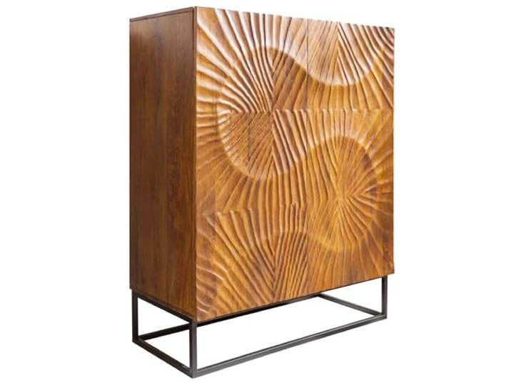 riess-ambiente Highboard SCORPION - 100x120x38cm - braun - Mangoholz Soft Close, handgefertigtes Unikat, montiert geliefert, stabiles Metallgestell, natürliche Maserung