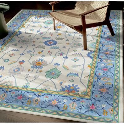 Well Woven Ushak Antalya Floral Modern Vibrant Flat-Weave Area Rug