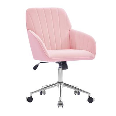 MODFU Bürodrehstuhl Samt Pink, Sitzhöhe 50–59 cm, 360° drehbar