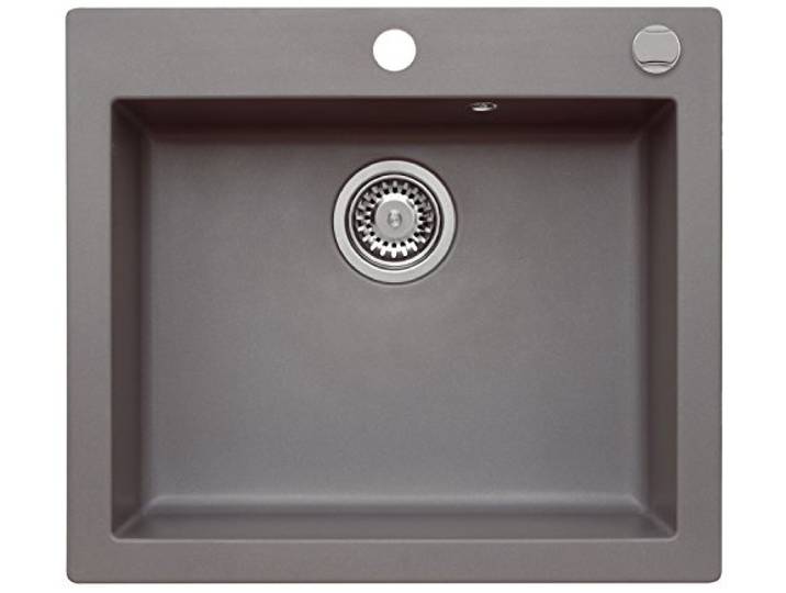 AXIS KITCHEN Granitspüle Einbauspüle Mojito 60 Küchenspüle Moonlight Grey Grau Material Axigran 60er Unterschrank Spülbecken Siphon, Exzenterbedienung Spüle
