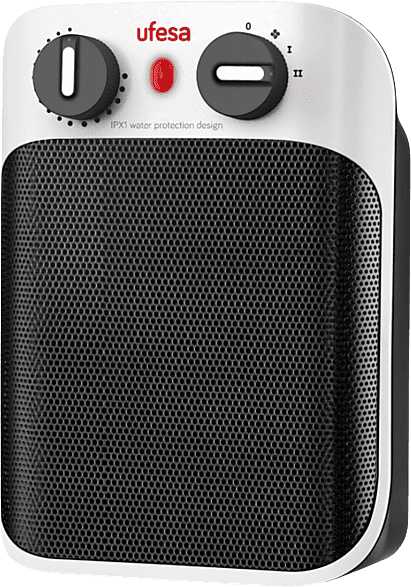 Calefactor portátil - Ufesa CC1800IP, 1800 W, Hasta 20 m², 3 Velocidades, 2 Niveles de calor, LED, Blanco/Negro