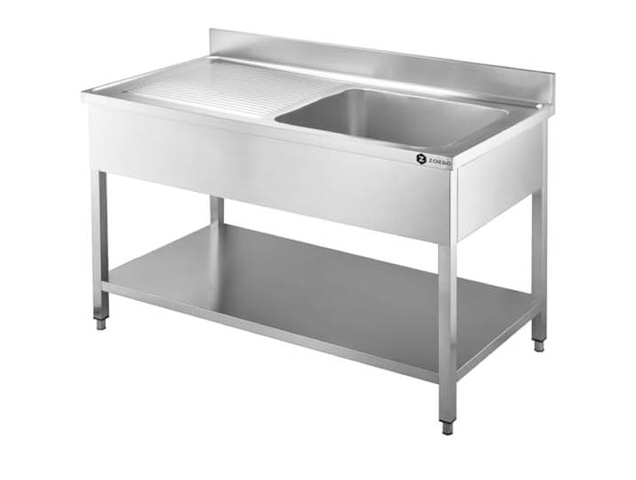 ZORRO Spültisch ZST 120/60/R Edelstahl Spülschrank 1200x600x950 mm – Becken rechts, Abtropffläche links Für Gastronomie, Küche & Imbiss