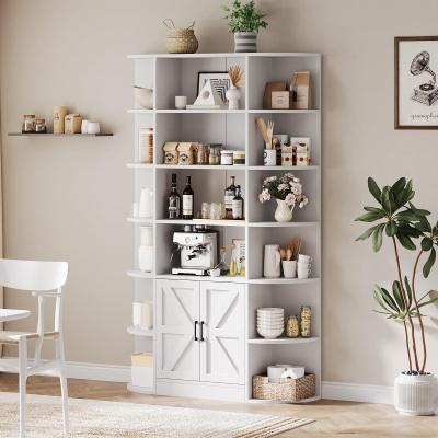 Garvee "Modern 75"" Tall 6-Tier Wide Wooden Children's Bookshelf with Storage Cabinet and Doors - Organizer & Display Shelf"