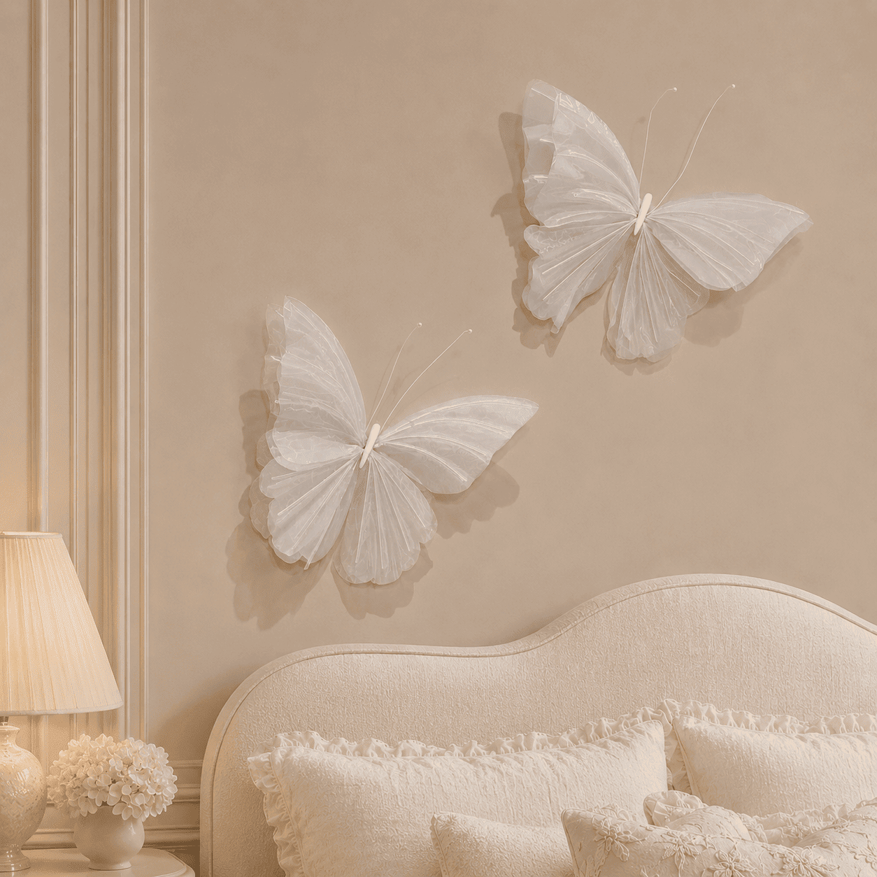 Medium White Decorative Organza Butterfly- 50cm