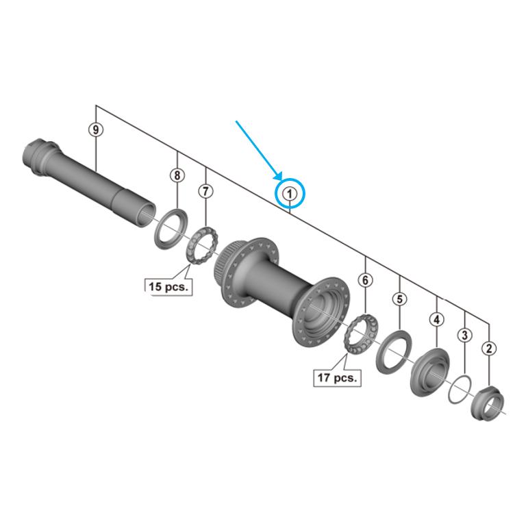 Shimano Achse komplett HB-MT400-B (Y2CR98010)