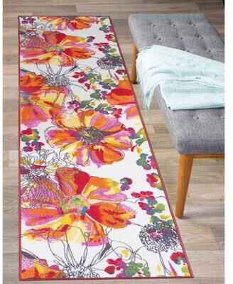 World Rug Gallery Modern Bright Flowers Non-Slip Area Rug Multi
