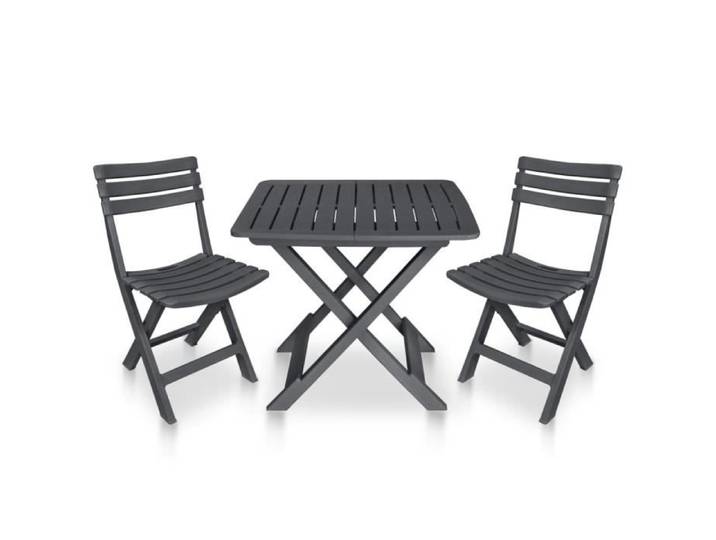 Mobilier de bistro - VIDAXL - Ensemble 3 pcs - Plastique Anthracite - Résistant aux intempéries - Pliable