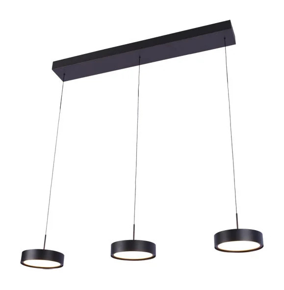 Freelight Hanglamp Alieno 3 lichts zwart L 90 cm met comfortlift