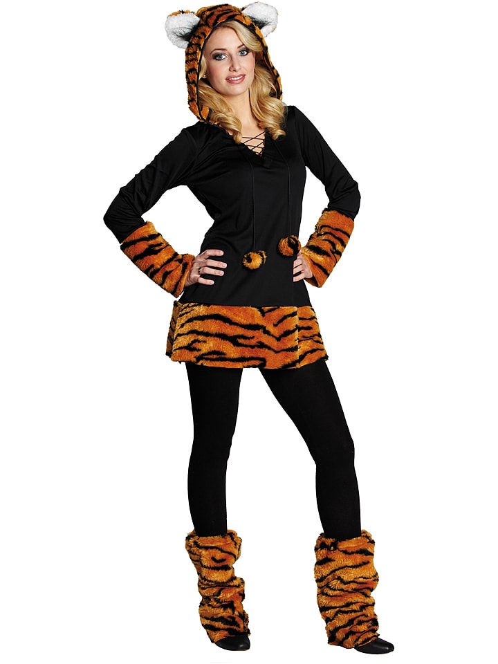 Party x People 2tlg. Kostüm "Tiger" in Schwarz/ Orange - 40
