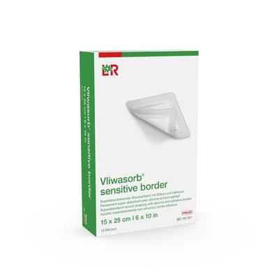 Vliwasorb sensitive border 15x25cm superabs.Wundv. 10 St Verband