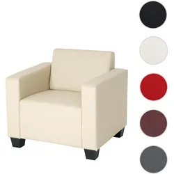 Sessel Loungesessel Lyon, Kunstleder ~ creme
