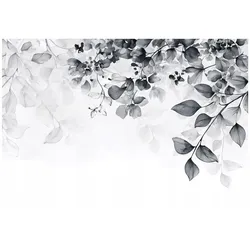FOTOTAPETE Blätter Schwarz und Weiß Wohnzimmer 250x175