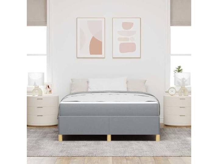 KTHLBRH Bettgestell hellgrau 160 x 200 cm Stoff Modernes Design, integrierter Behälter, technisches Holz, stabil